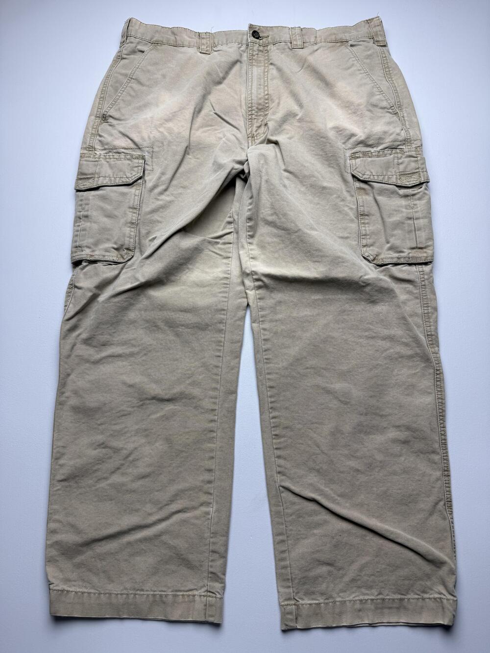 St. John's Bay Pants Mens 40x30 Beige Cargo Relaxed Fit Canvas Workwear Utility